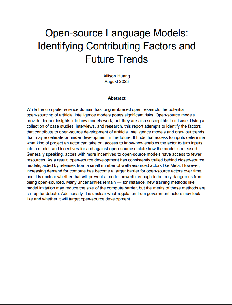 Open-source Language Models: Identifying Contributing Factors and Future Trends